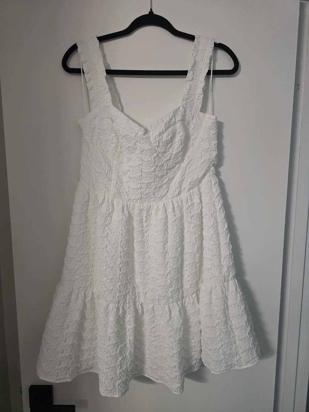 All in Favor White Textured Mini Sundress